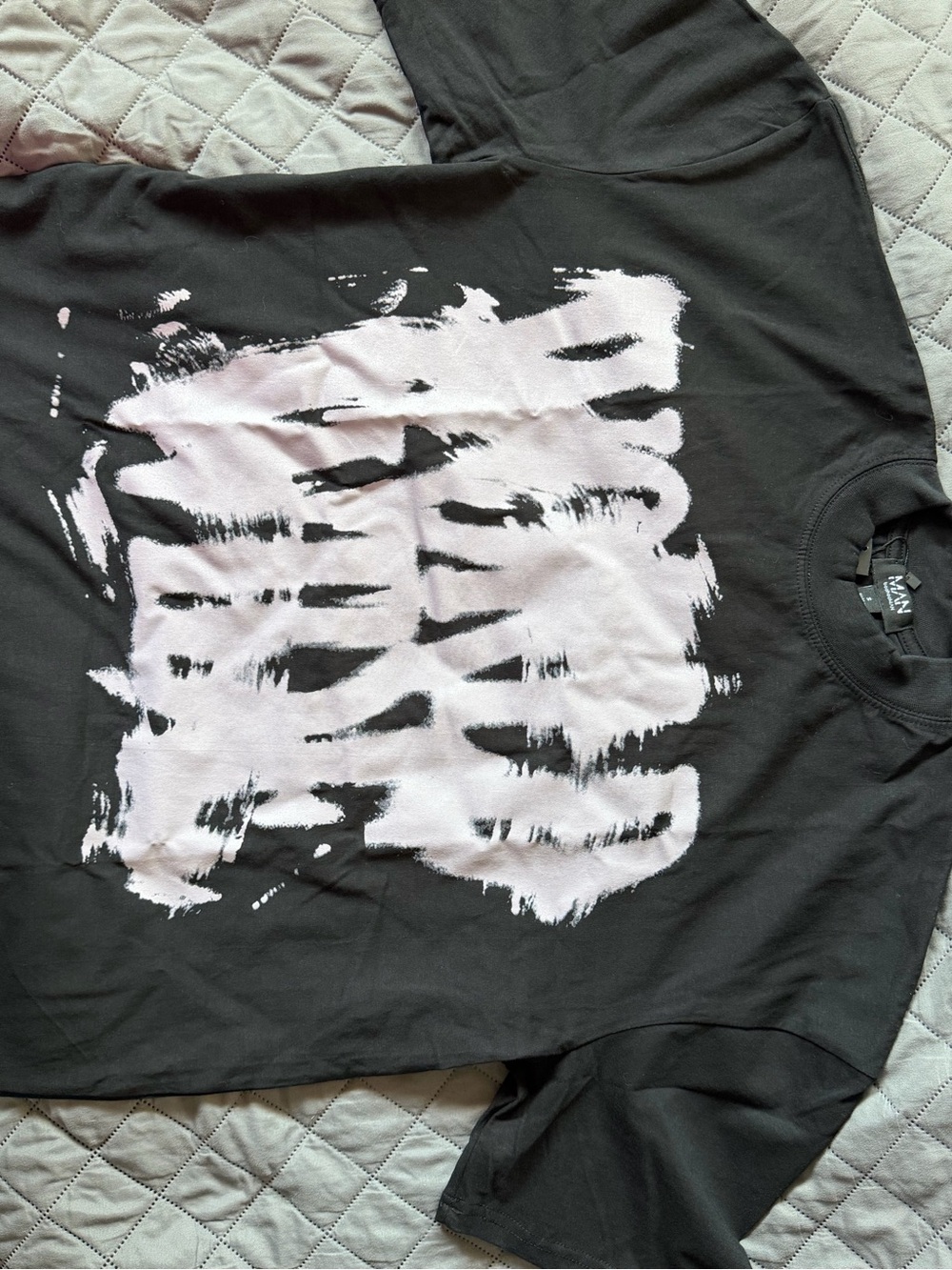 Boohoo Black Mens Sweatshirt with Light Purple Brush Print